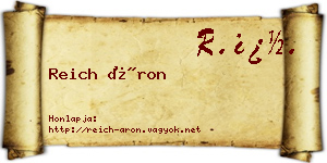 Reich Áron névjegykártya